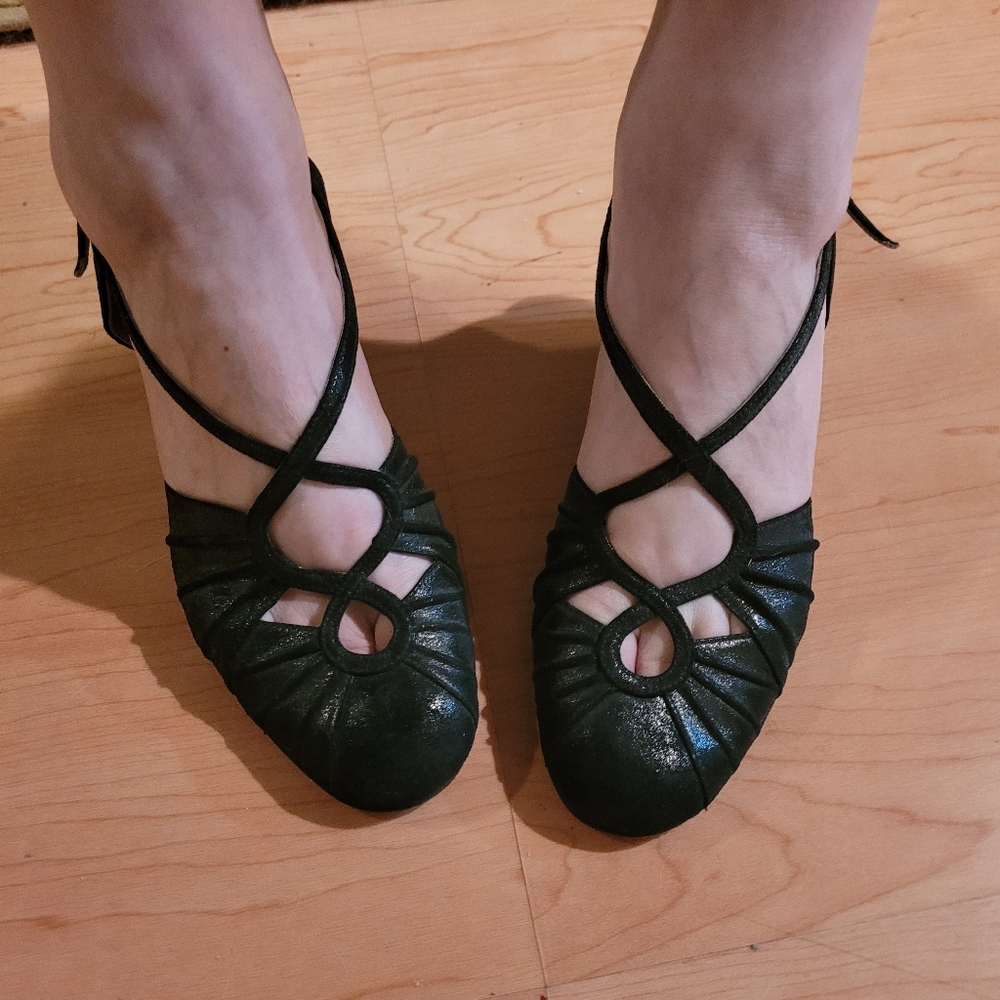 Black, Calypso, wedge sandals, size 6